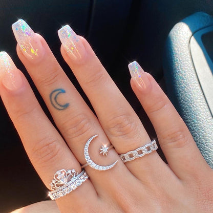 ANILLO DE PLATA LUNA Y ESTRELLA