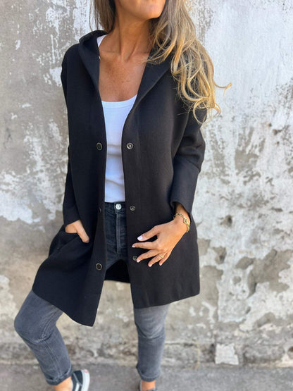 Chaqueta larga elegante con capucha