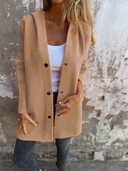 Chaqueta larga elegante con capucha