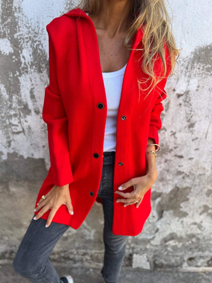 Chaqueta larga elegante con capucha