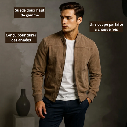 | VESTE BOMBER EN CUIR SUEDE HOMME