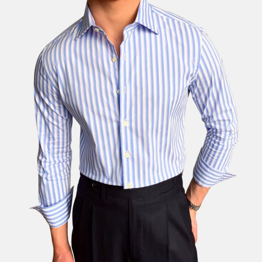 Camisa Italiana Azul a Rayas