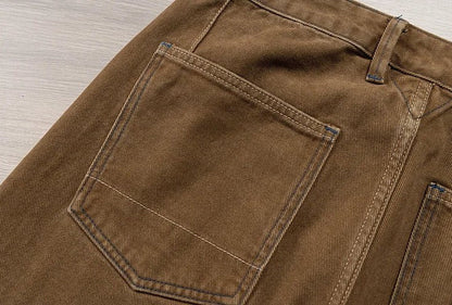 Vaqueros Premium Marrones Estilo Japonés