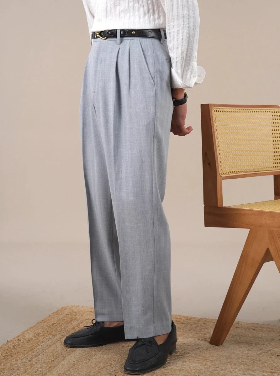 Pantalones de Negocios con Doble Pinza Corte Recto Leo