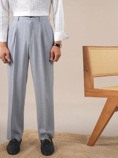 Pantalones de Negocios con Doble Pinza Corte Recto Leo