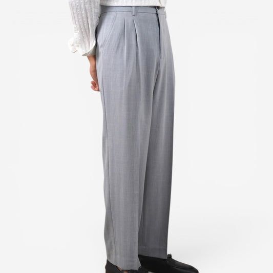 Pantalones de Negocios con Doble Pinza Corte Recto Leo