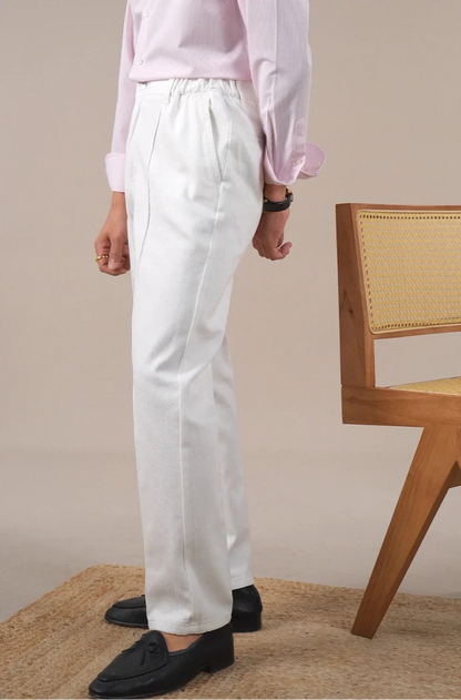 Pantalones Blancos de Tiro Alto Leo
