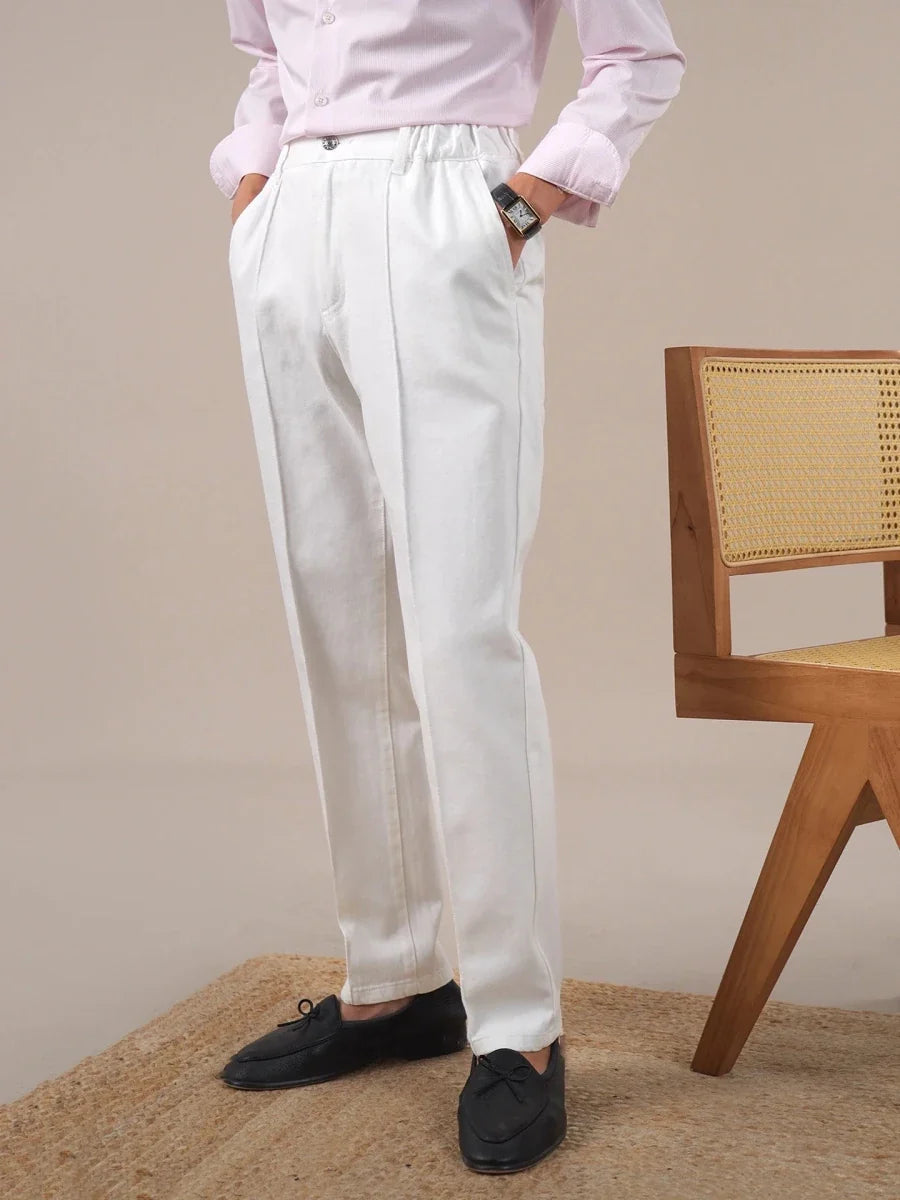 Pantalones Blancos de Tiro Alto Leo