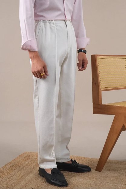 Pantalones Blancos de Tiro Alto Leo