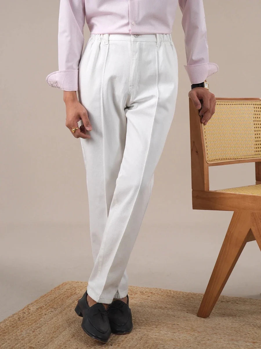 Pantalones Blancos de Tiro Alto Leo