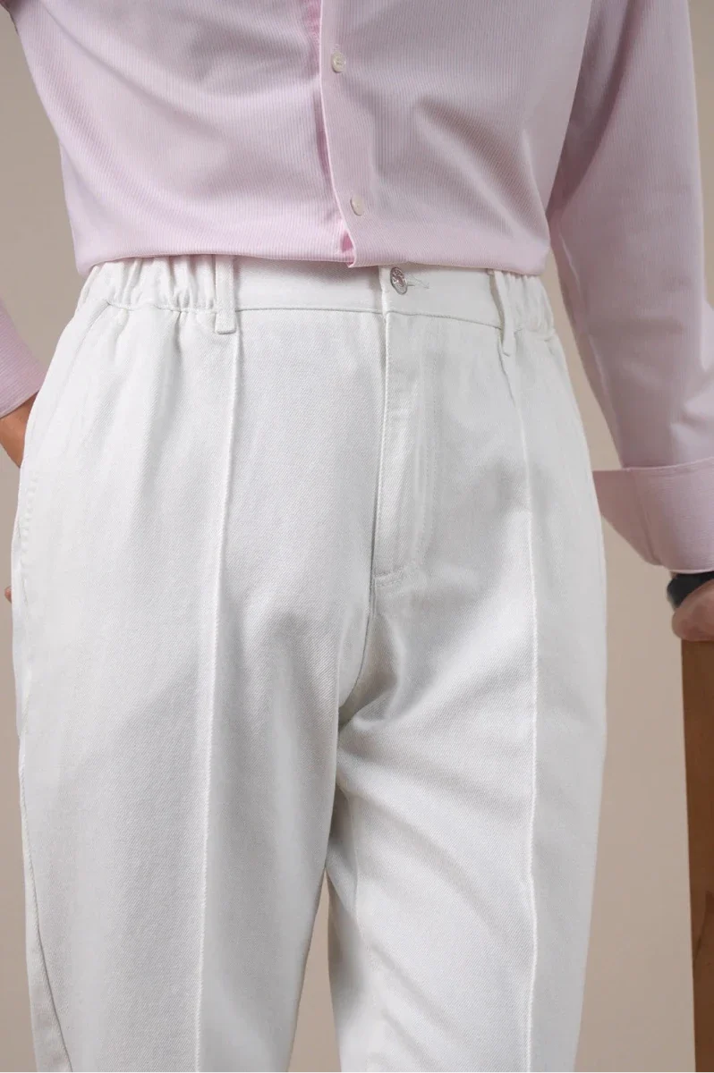 Pantalones Blancos de Tiro Alto Leo