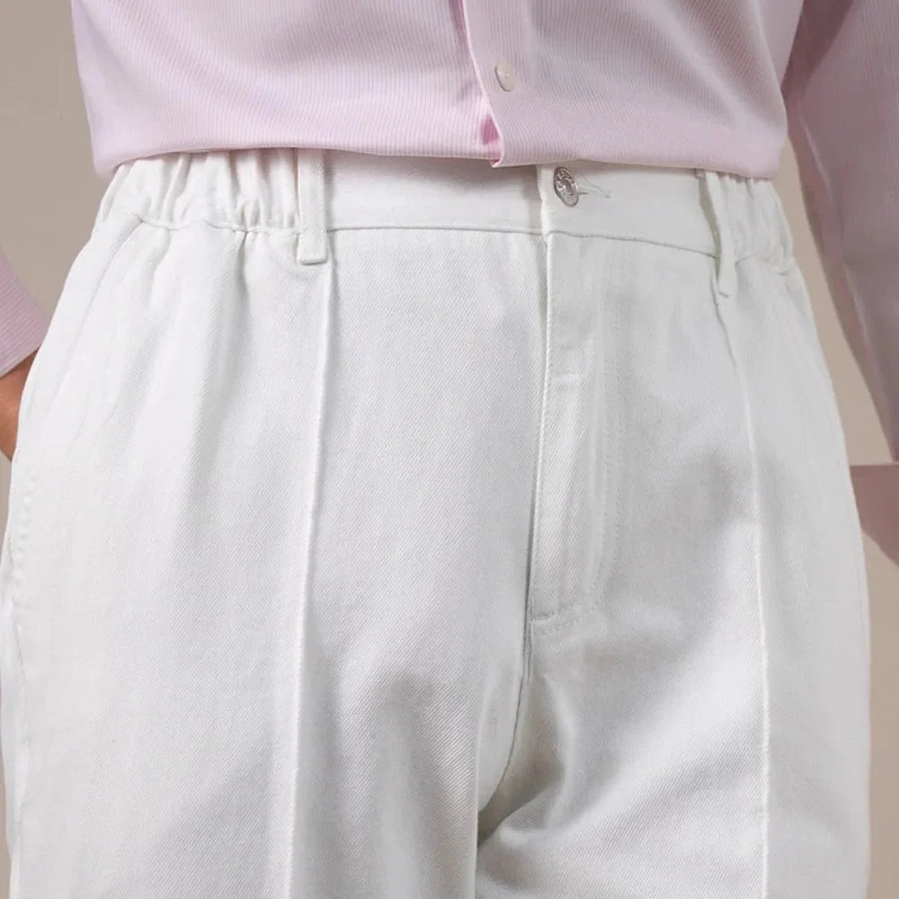 Pantalones Blancos de Tiro Alto Leo