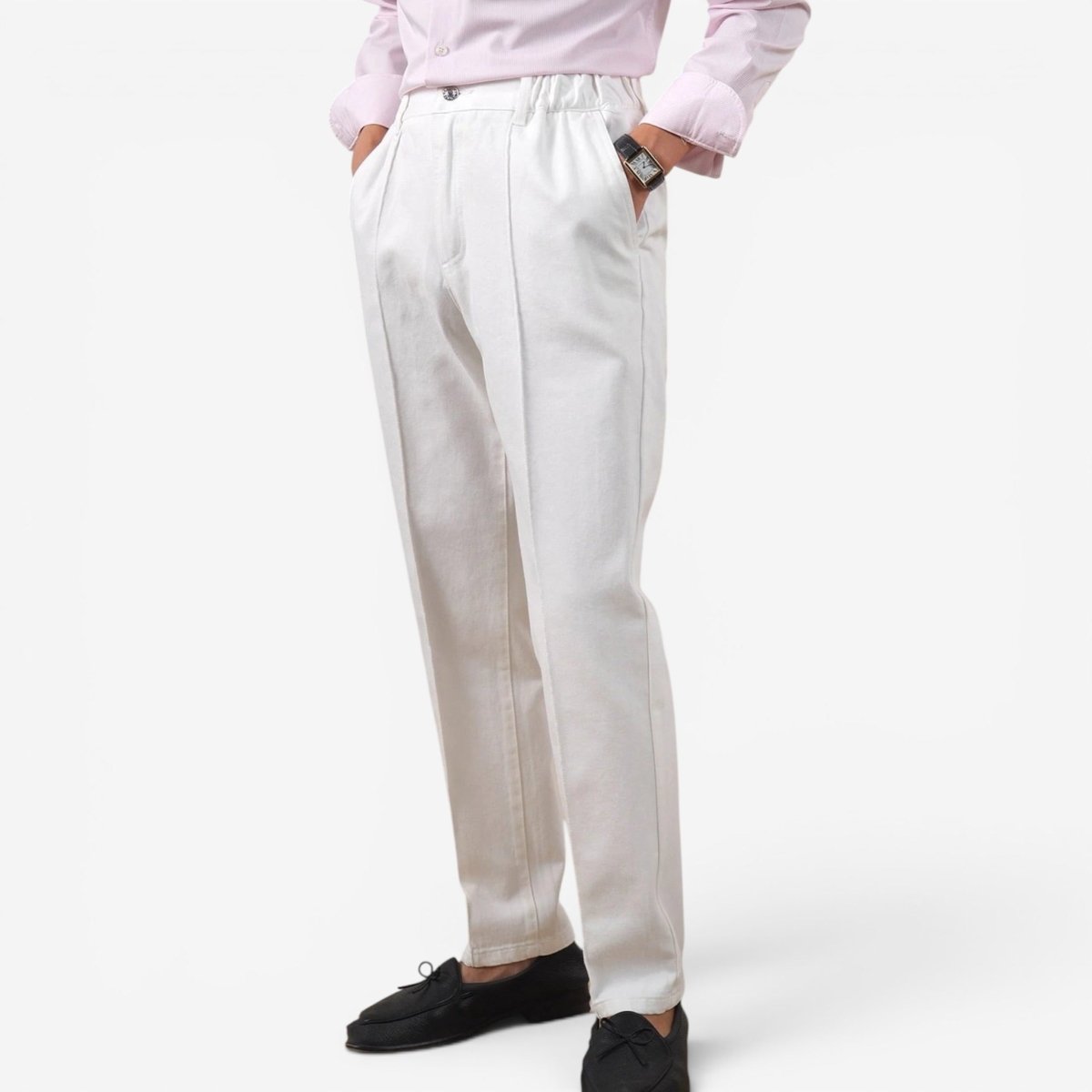 Pantalones Blancos de Tiro Alto Leo