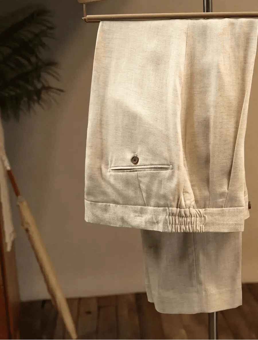 Pantalones de Lino Beige Leo