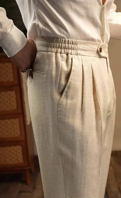 Pantalones de Lino Beige Leo