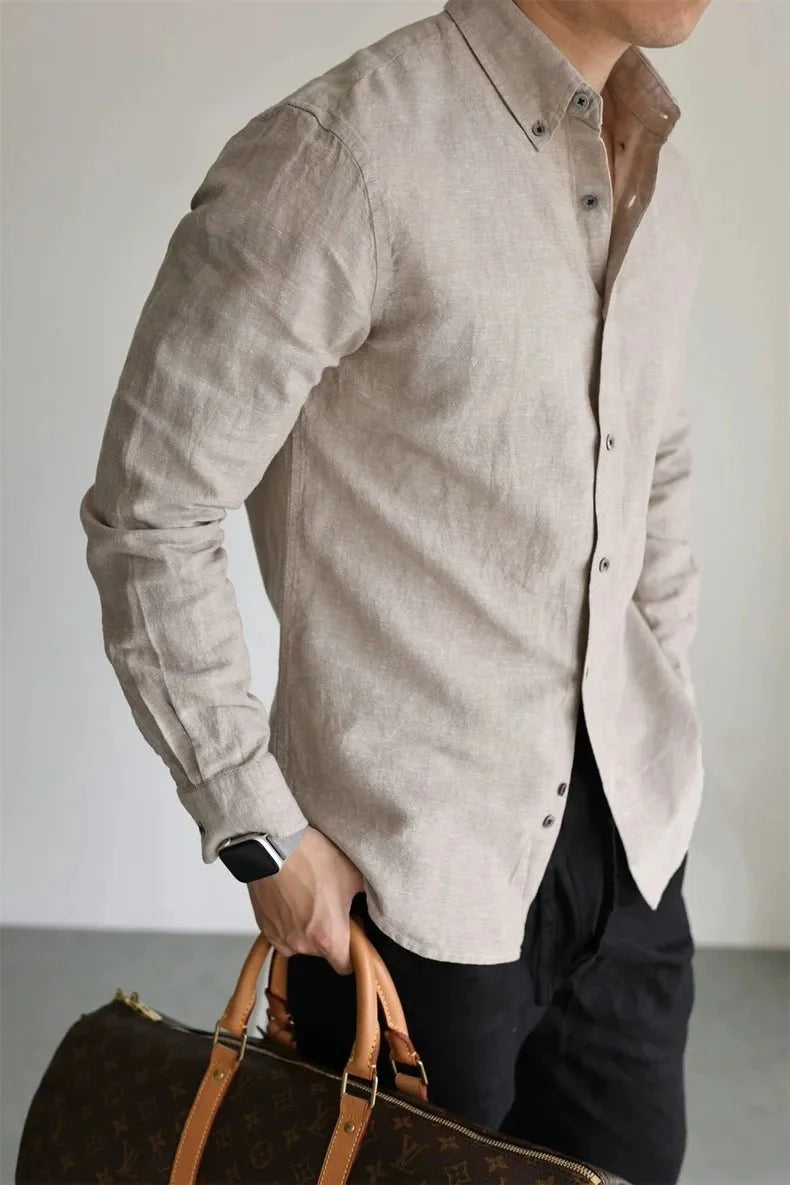 Camisa de Primavera de Lino y Algodón Leo