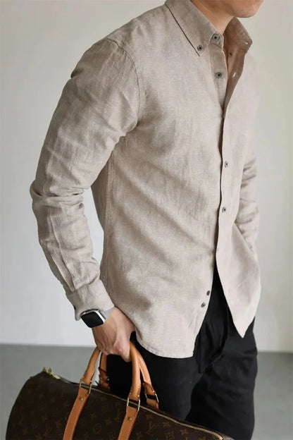 Camisa de Primavera de Lino y Algodón Leo