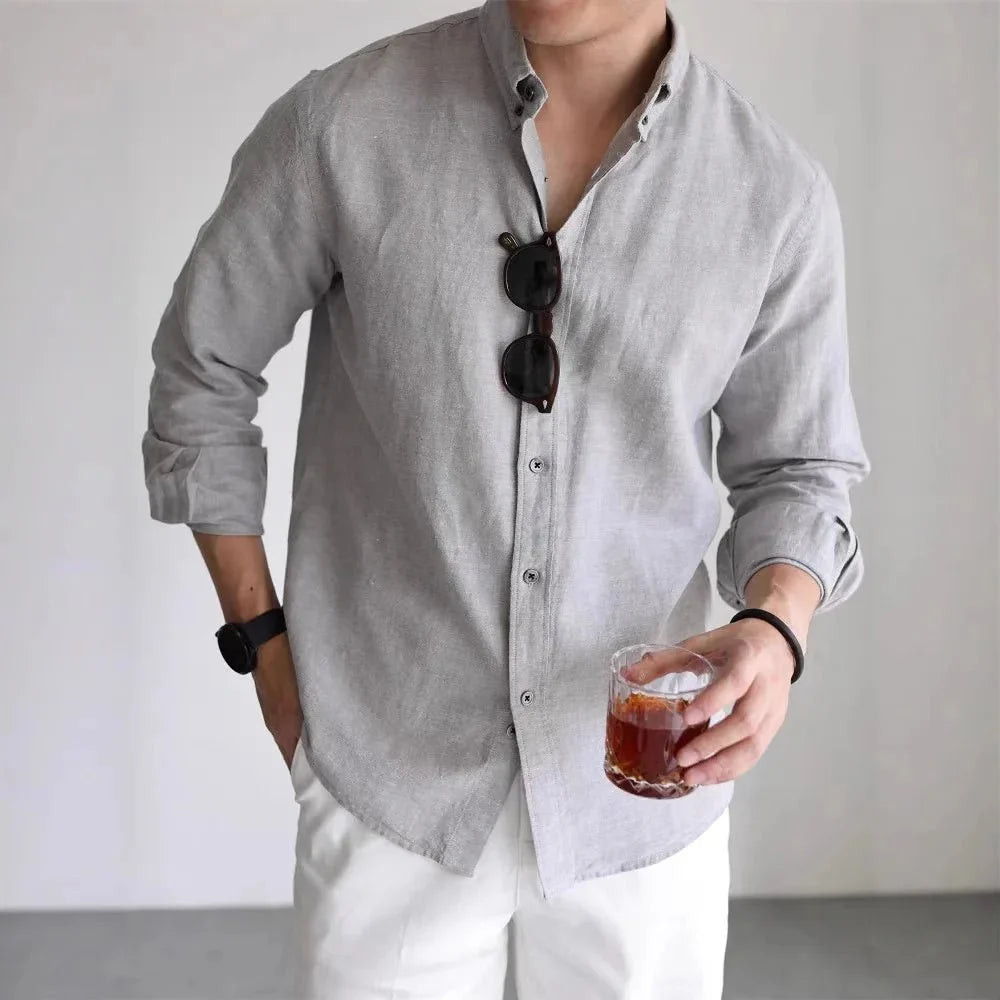 Camisa de Primavera de Lino y Algodón Leo