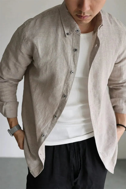 Camisa de Primavera de Lino y Algodón Leo