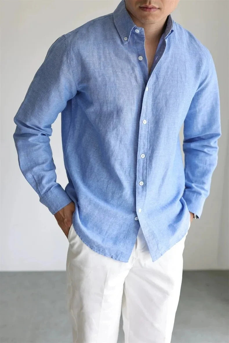 Camisa de Primavera de Lino y Algodón Leo