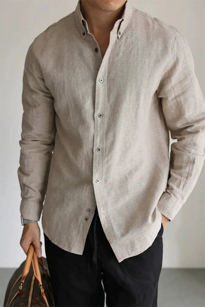 Camisa de Primavera de Lino y Algodón Leo