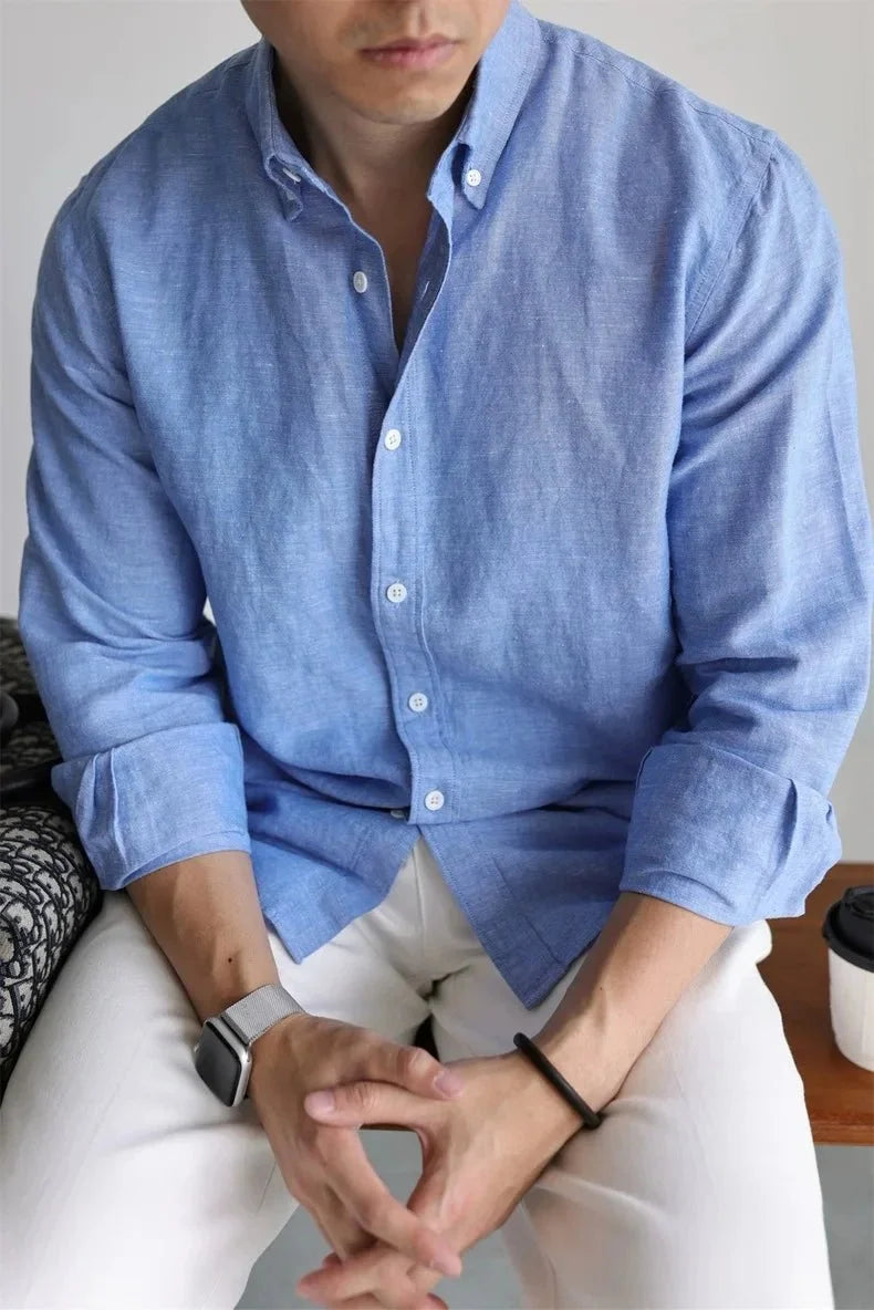 Camisa de Primavera de Lino y Algodón Leo