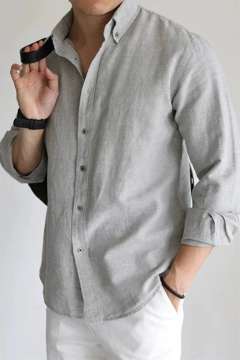 Camisa de Primavera de Lino y Algodón Leo