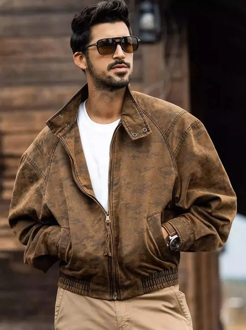Chaqueta Moto Casual de Algodón Leo