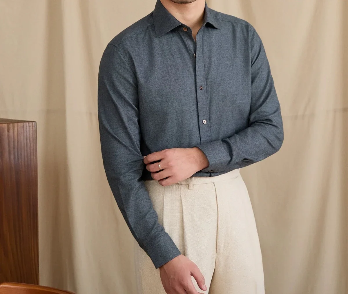 Camisa Elegante Retro de Algodón Puro Leo