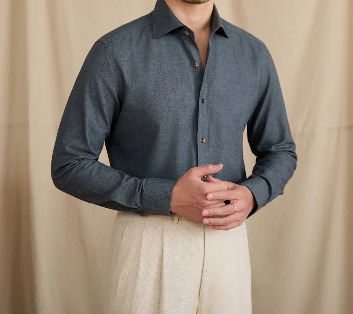 Camisa Elegante Retro de Algodón Puro Leo