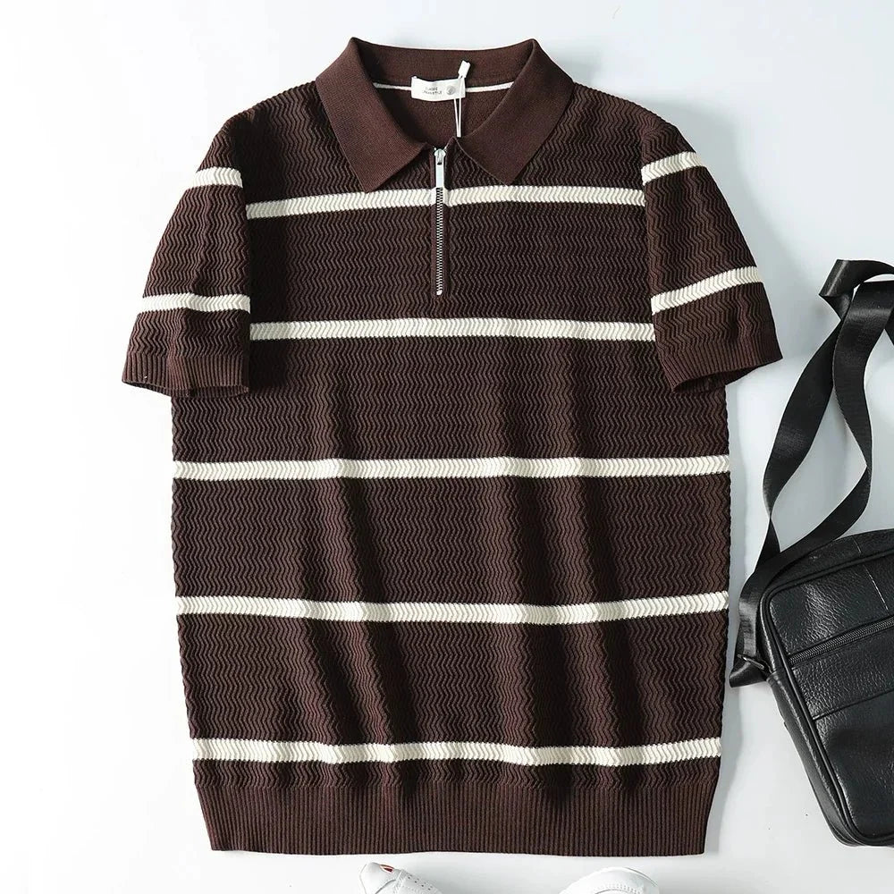 Polo de Rayas con Cremallera Leo