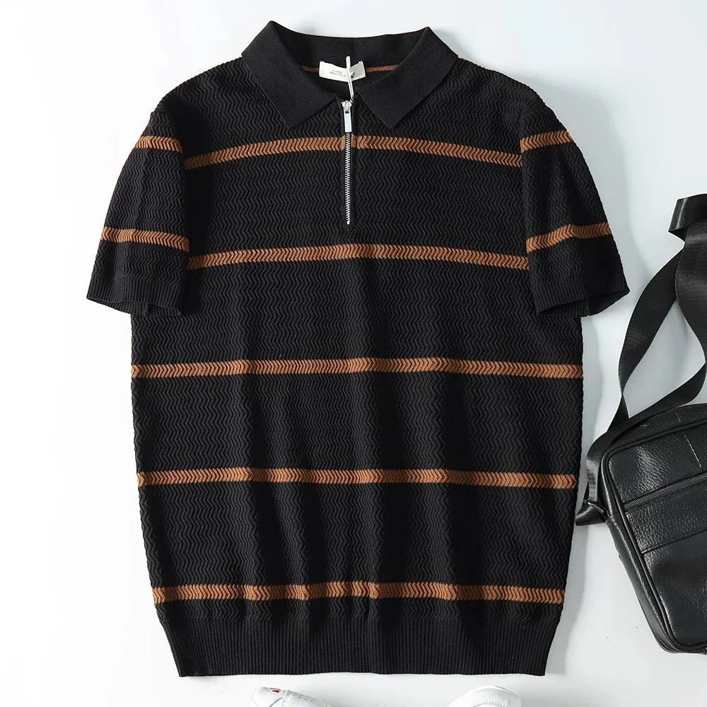 Polo de Rayas con Cremallera Leo