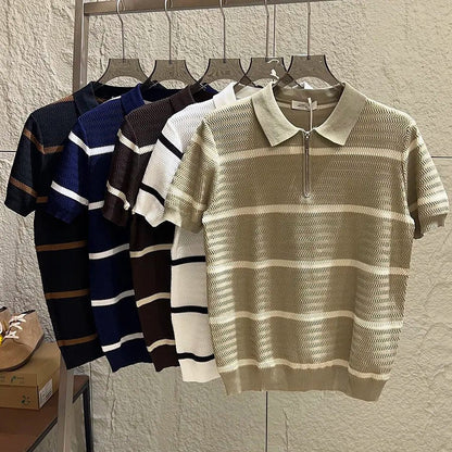 Polo de Rayas con Cremallera Leo