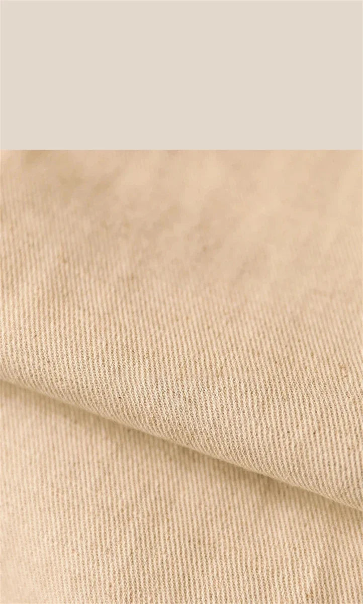Pantalones de Lino de Corte Recto de Negocios