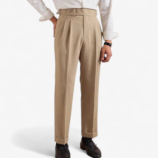 Pantalones de Traje de Lino Corte Recto