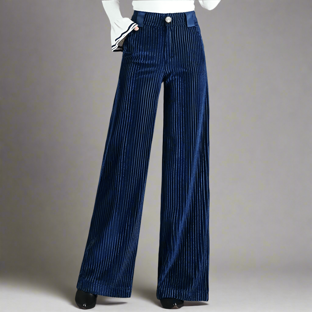 Pantalón de punto de terciopelo de talle alto para mujer