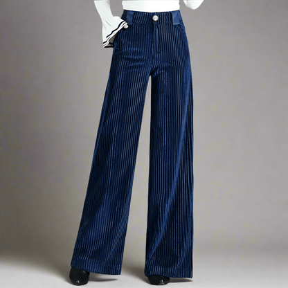Pantalón de punto de terciopelo de talle alto para mujer
