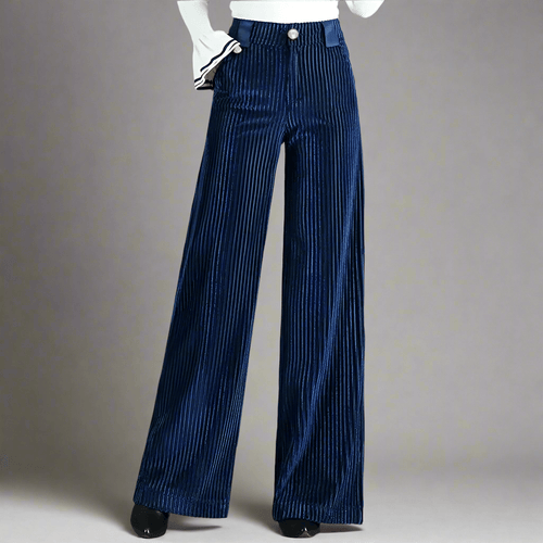 Pantalón de punto de terciopelo de talle alto para mujer