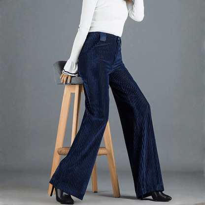 Pantalón de punto de terciopelo de talle alto para mujer