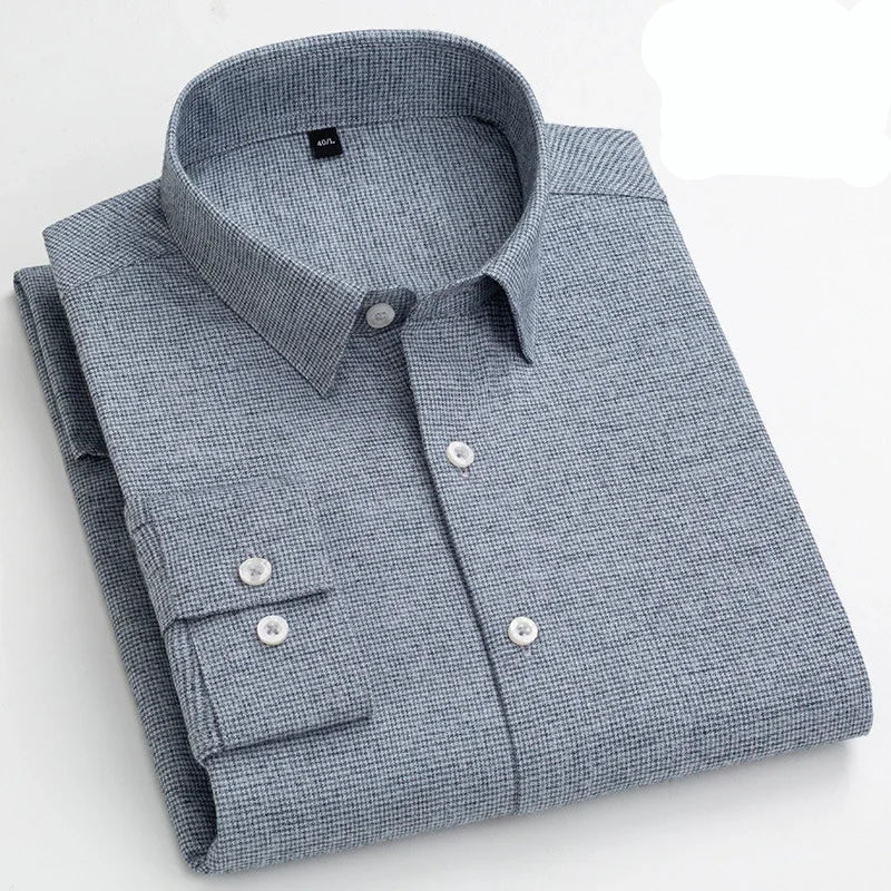 Camisa de Algodón con Microcuádros y Botones para Hombre