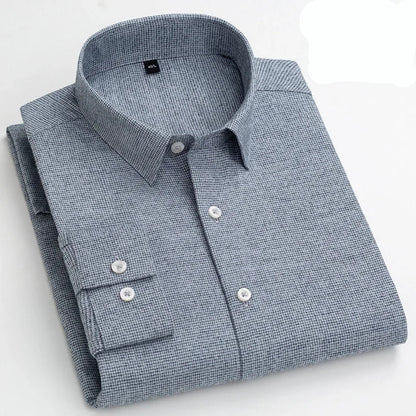 Camisa de Algodón con Microcuádros y Botones para Hombre