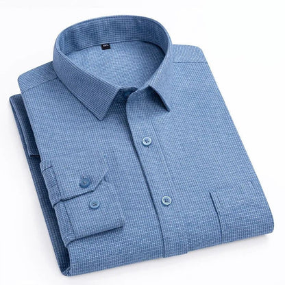 Camisa de Algodón con Microcuádros y Botones para Hombre