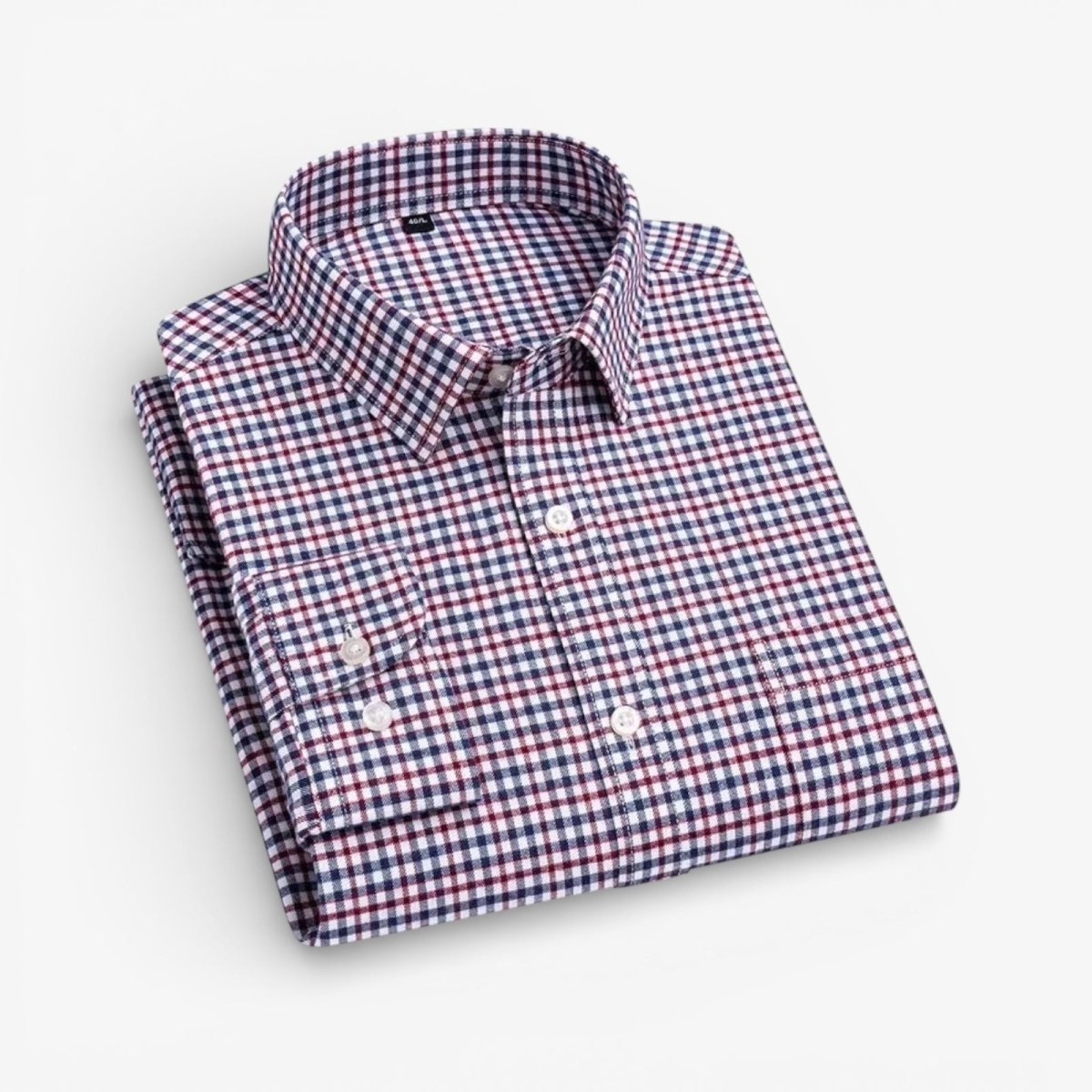 Camisa de Algodón con Microcuádros y Botones para Hombre