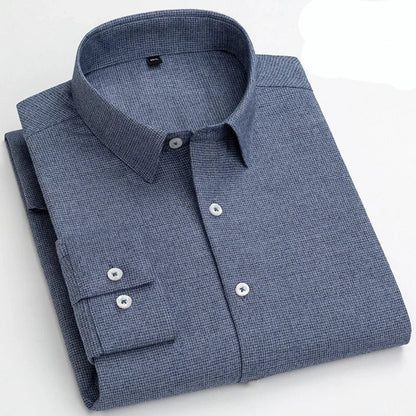 Camisa de Algodón con Microcuádros y Botones para Hombre