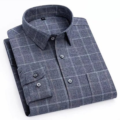 Camisa de Algodón con Microcuádros y Botones para Hombre
