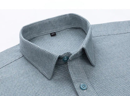 Camisa de Algodón con Microcuádros y Botones para Hombre