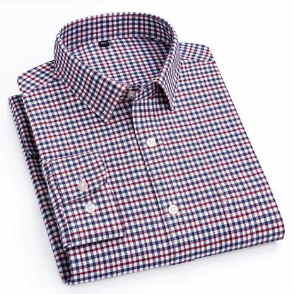 Camisa de Algodón con Microcuádros y Botones para Hombre