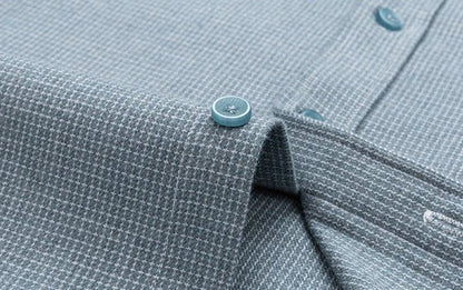 Camisa de Algodón con Microcuádros y Botones para Hombre