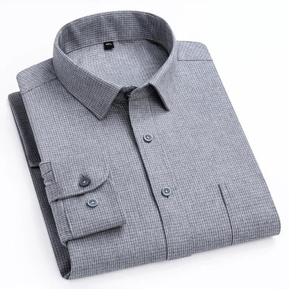 Camisa de Algodón con Microcuádros y Botones para Hombre