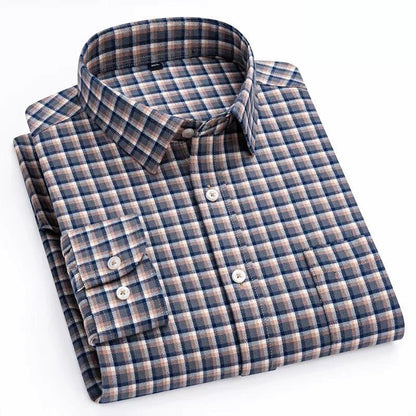 Camisa de Algodón con Microcuádros y Botones para Hombre
